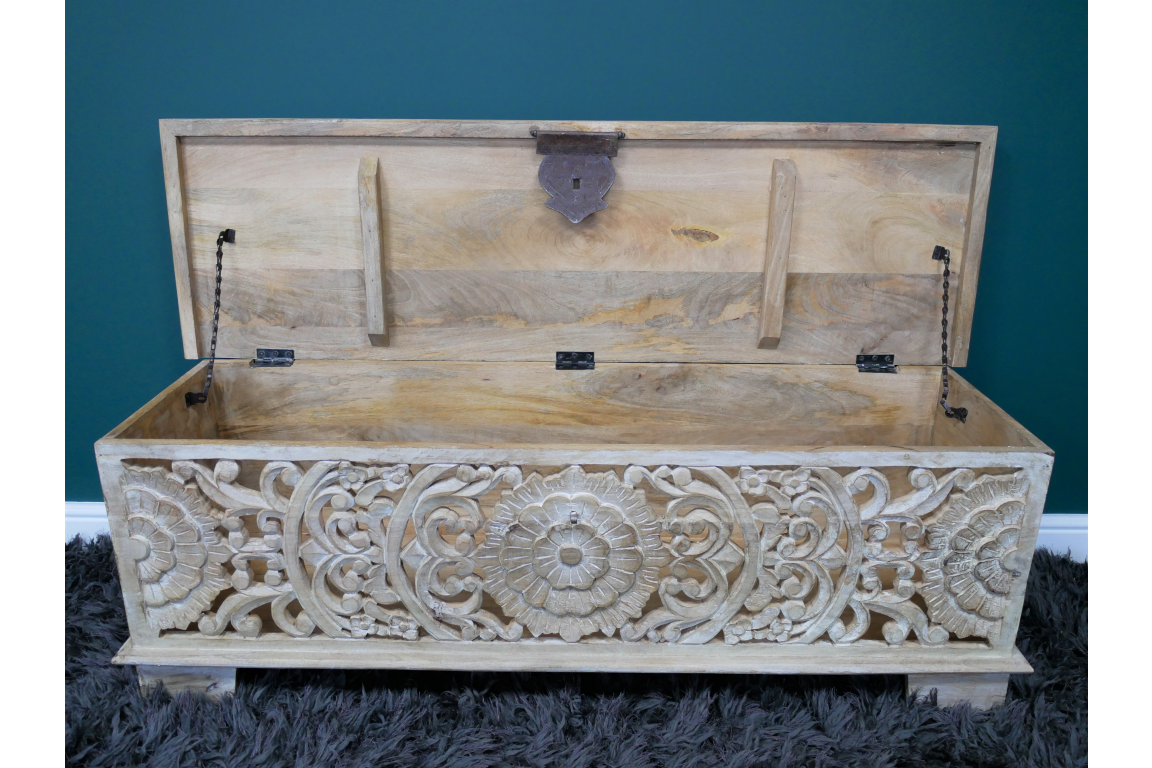 Mango Wood Carved Storage Box