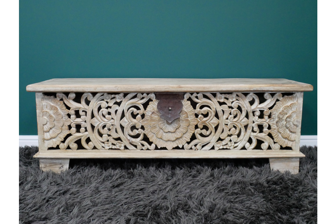 Mango Wood Carved Storage Box