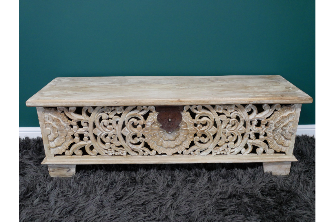 Mango Wood Carved Storage Box