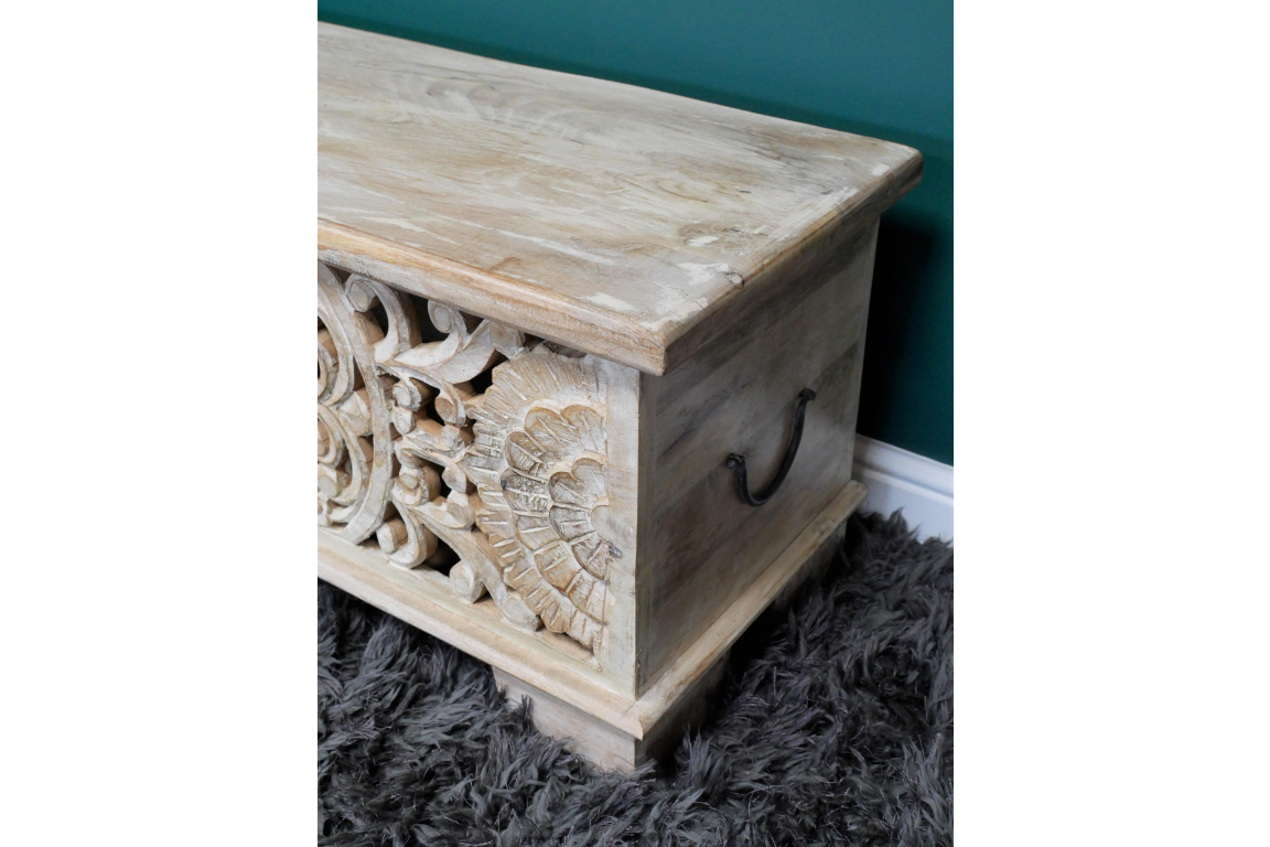Mango Wood Carved Storage Box