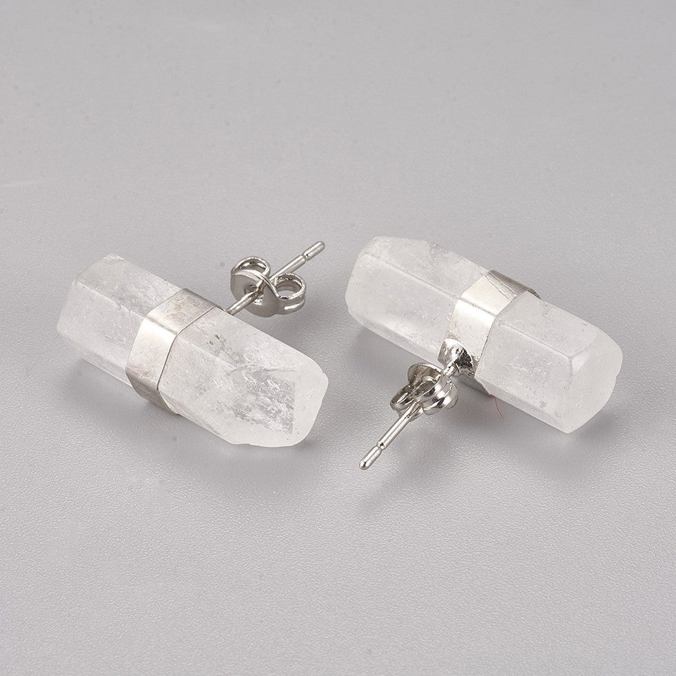 Natural Quartz Stud Earrings