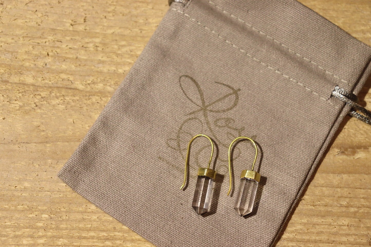 Gold Plated Clear Quartz Earrings