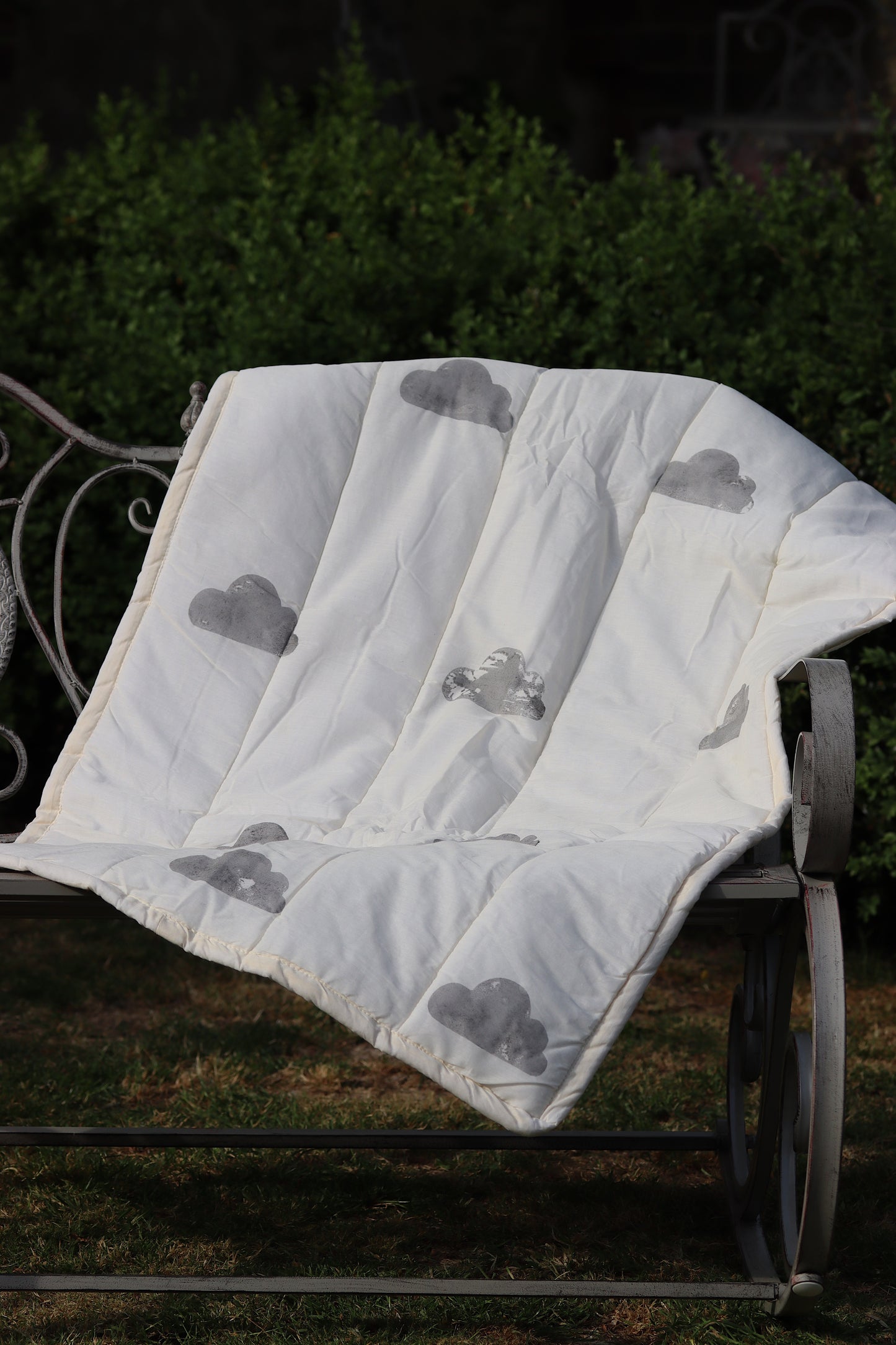Hand-Printed Cloud Bedspread