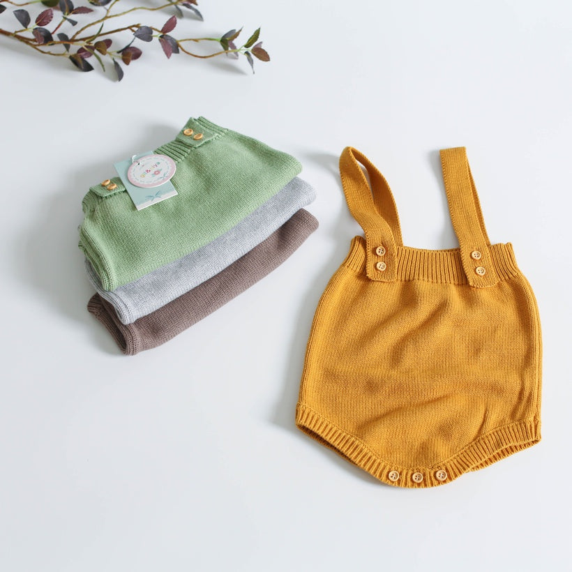 Cotton Knitted Dungaree Romper