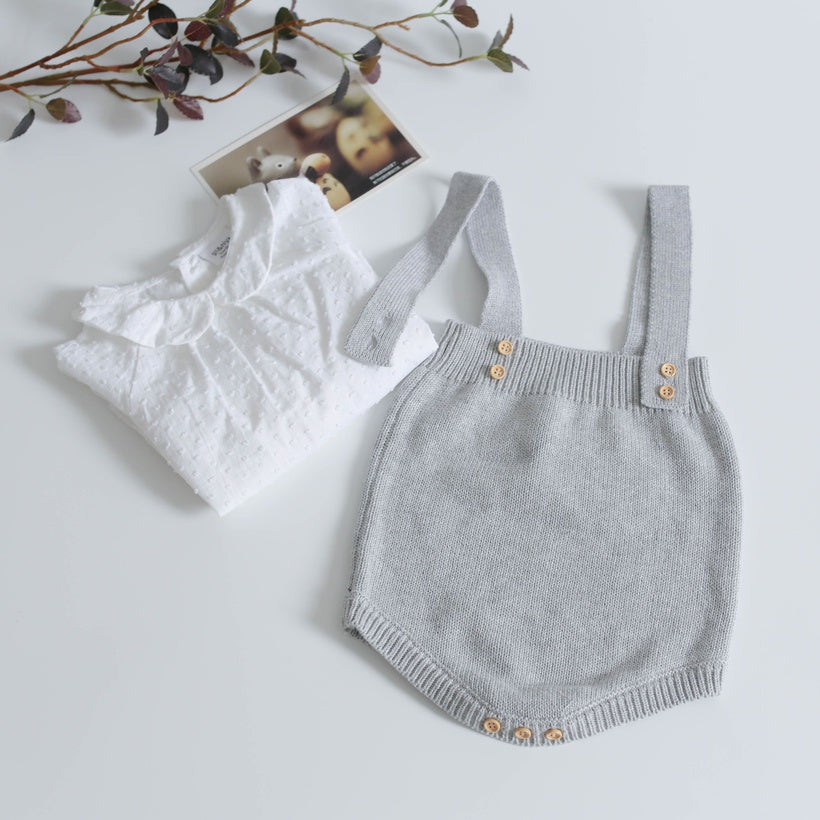 Cotton Knitted Dungaree Romper