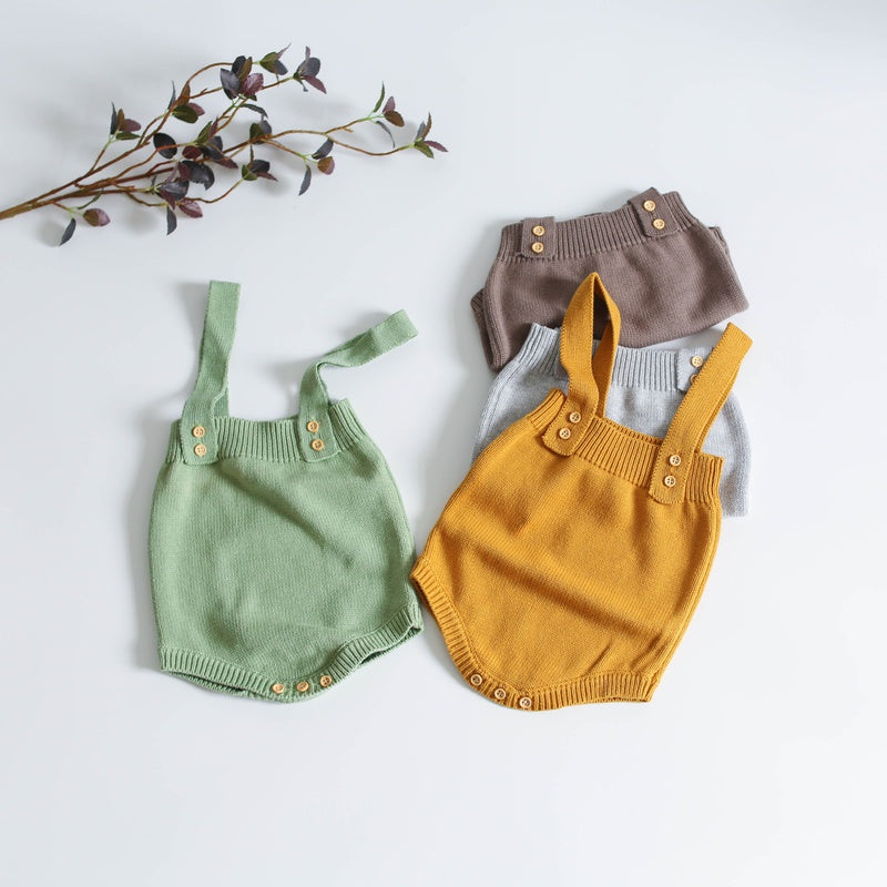 Cotton Knitted Dungaree Romper