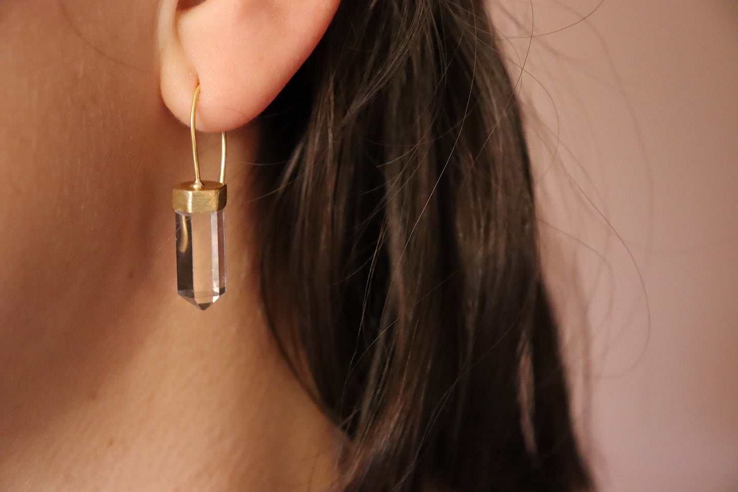 Gold Plated Clear Quartz Earrings