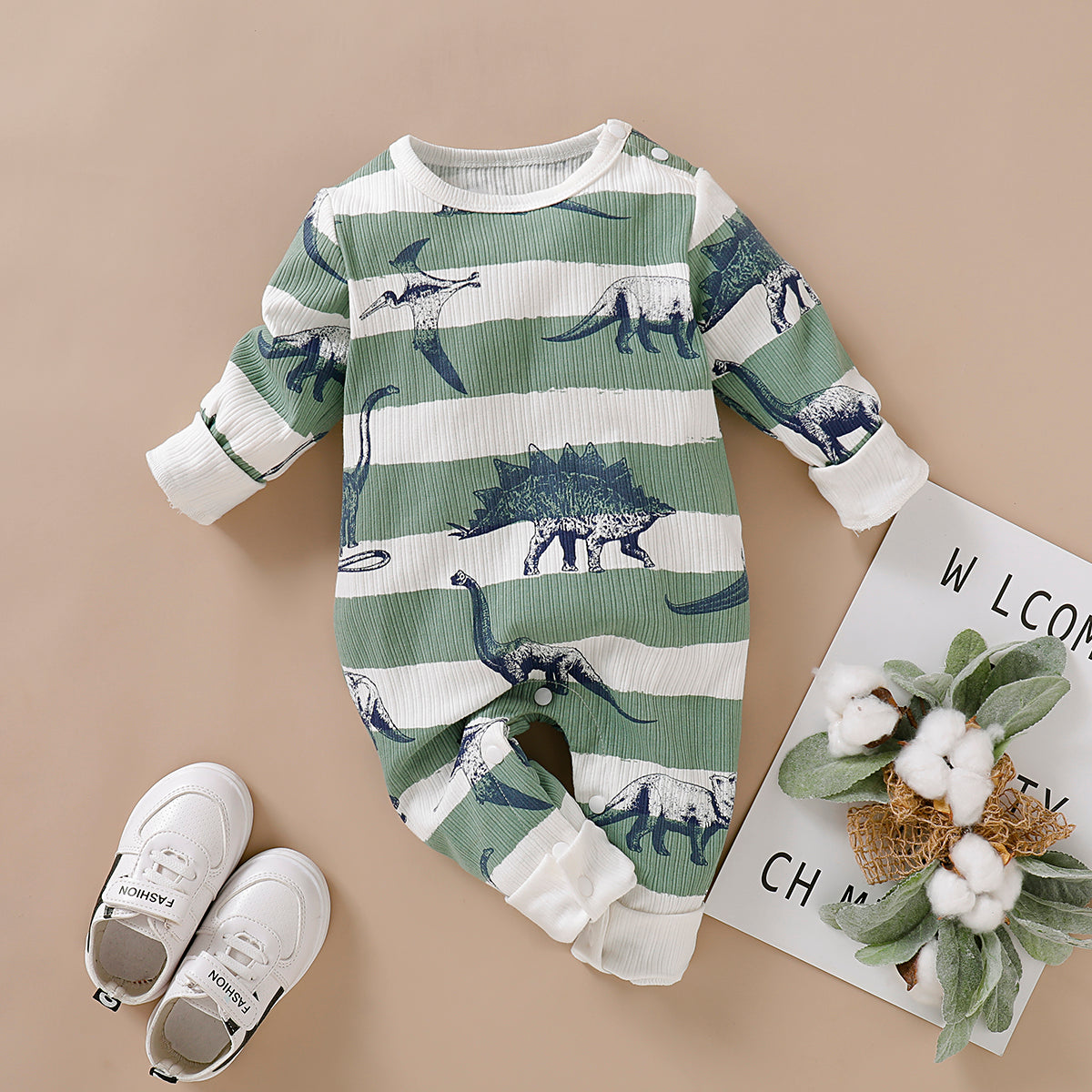 Ribbed Dino Babygrow