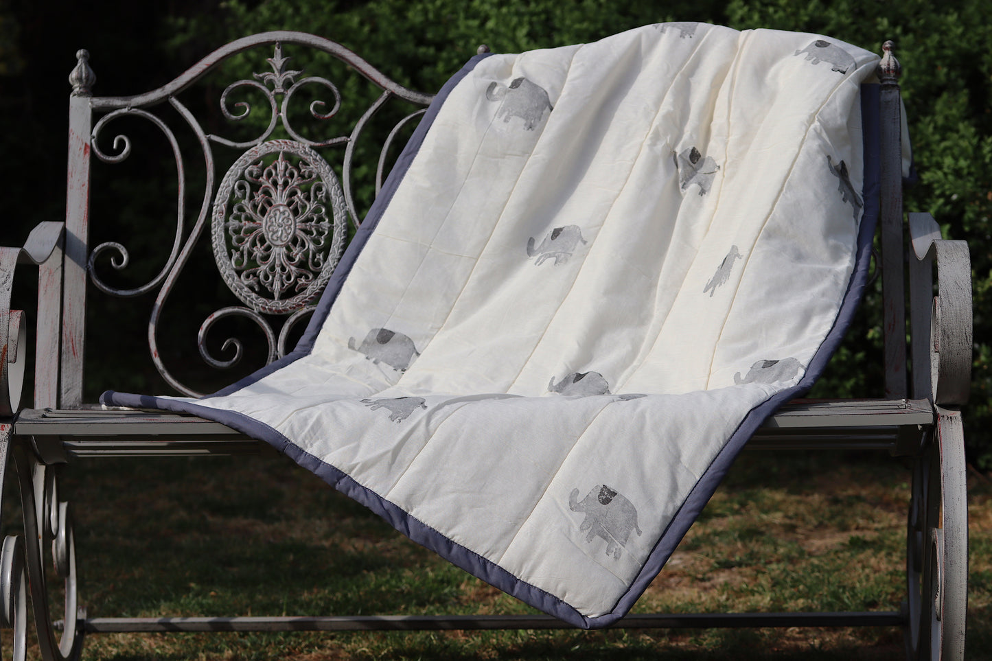 Hand-Printed Elephant Bedspread