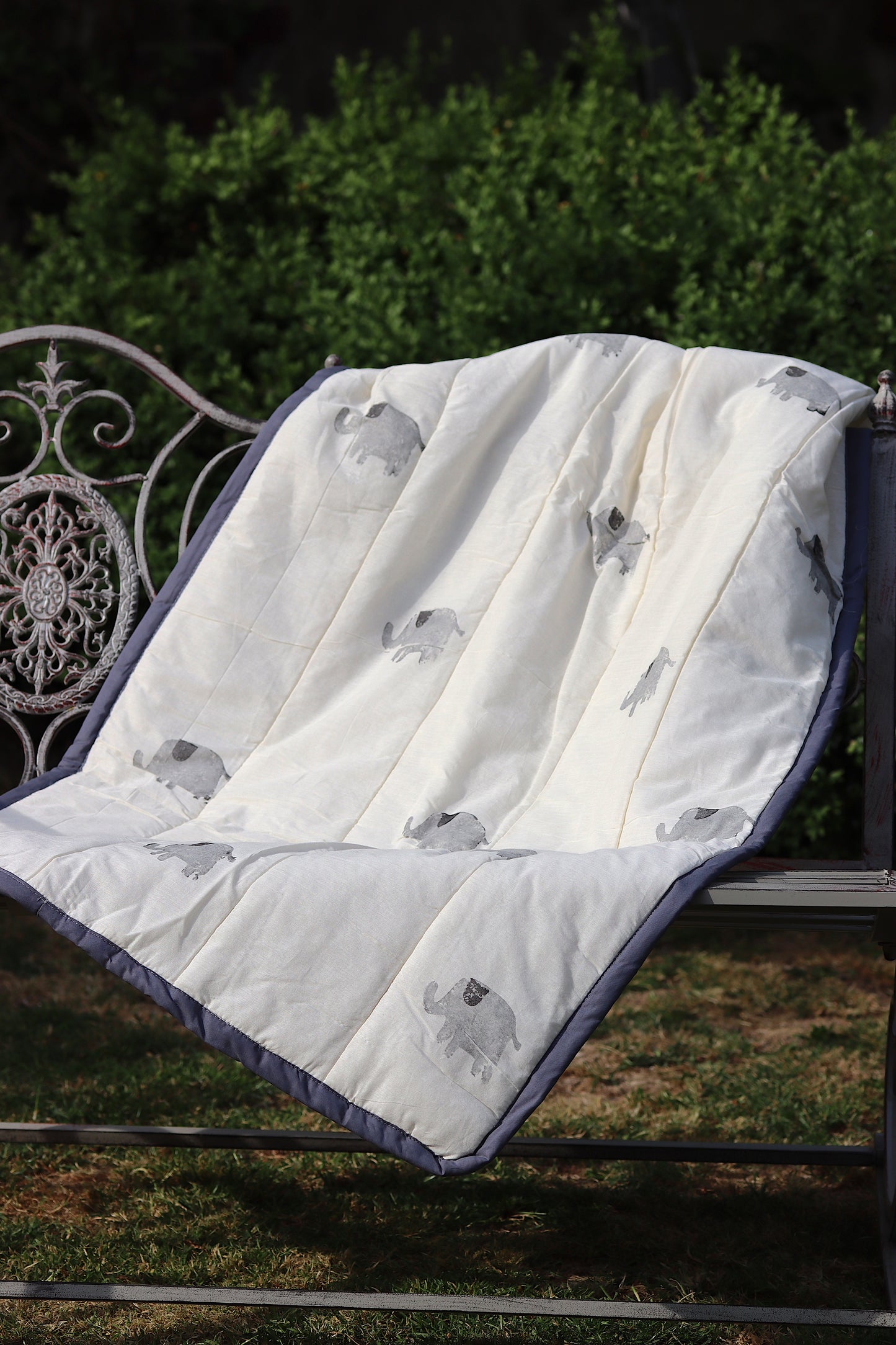 Hand-Printed Elephant Bedspread