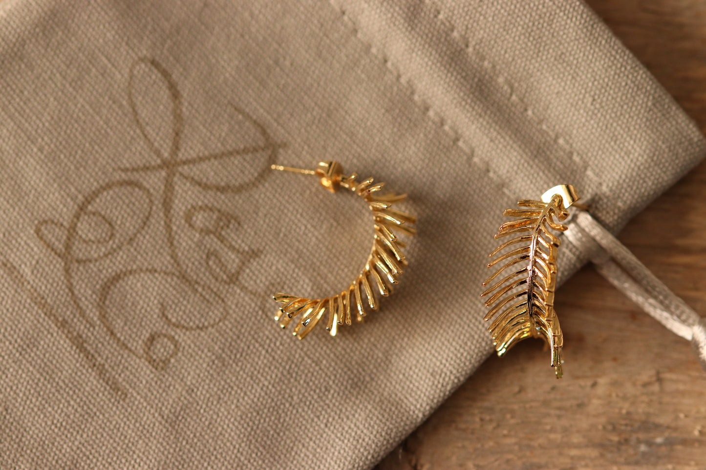 Gold-Plated Feather Earrings