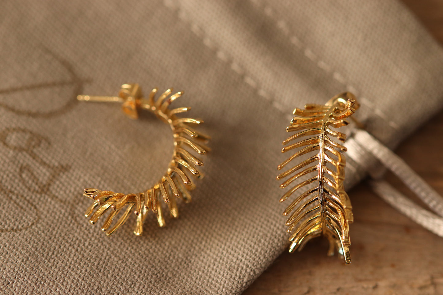 Gold-Plated Feather Earrings