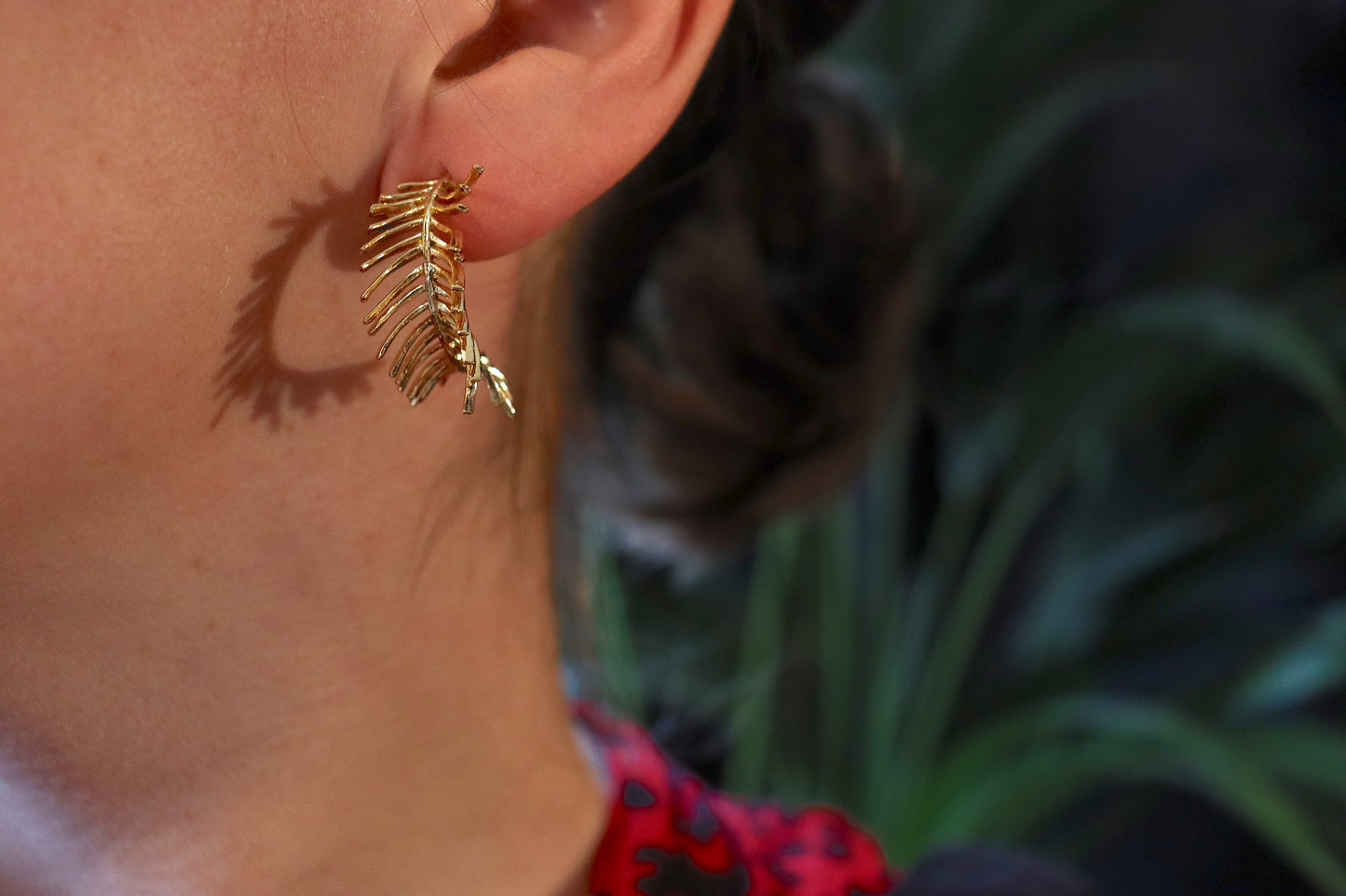 Gold-Plated Feather Earrings