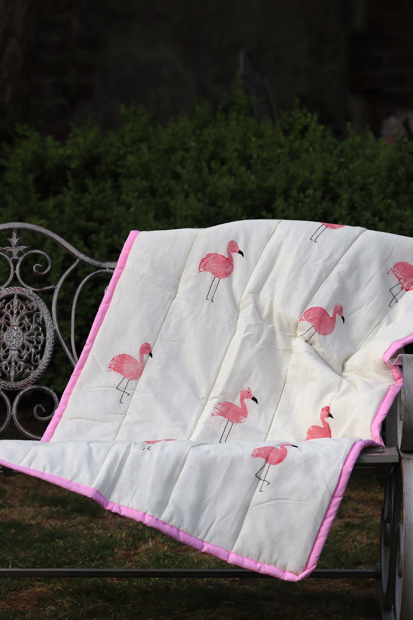 Hand-Printed Flamingo Bedspread