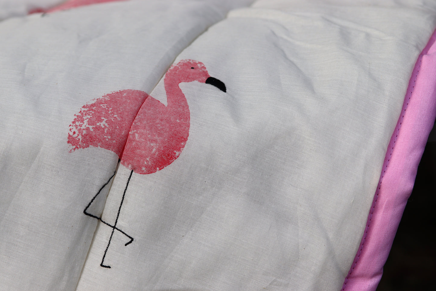 Hand-Printed Flamingo Bedspread