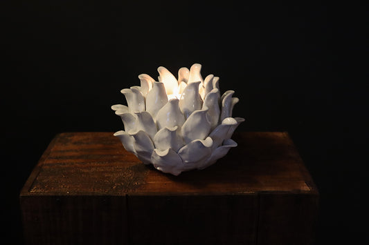 White Flower Candle Holder