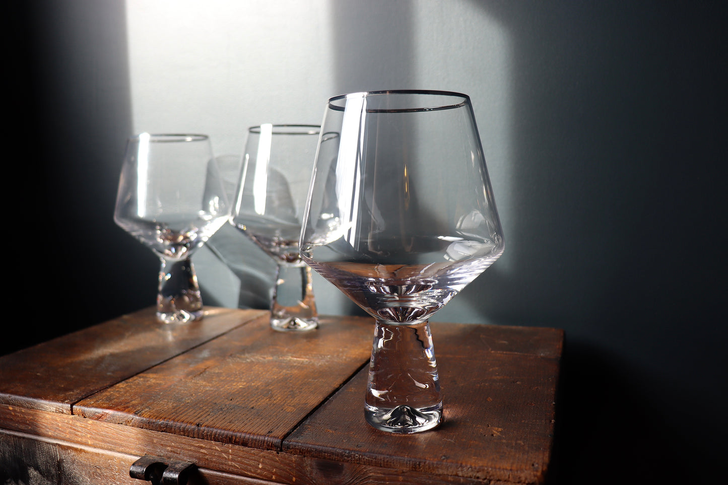 Chunky Gin glass with a silver rim