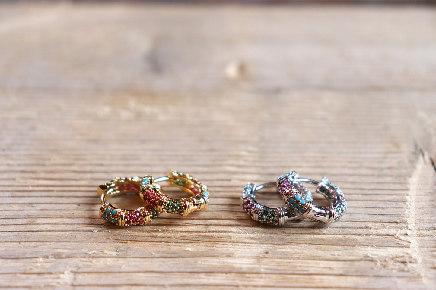 Cubic Zirconia Huggies - In Silver & Gold