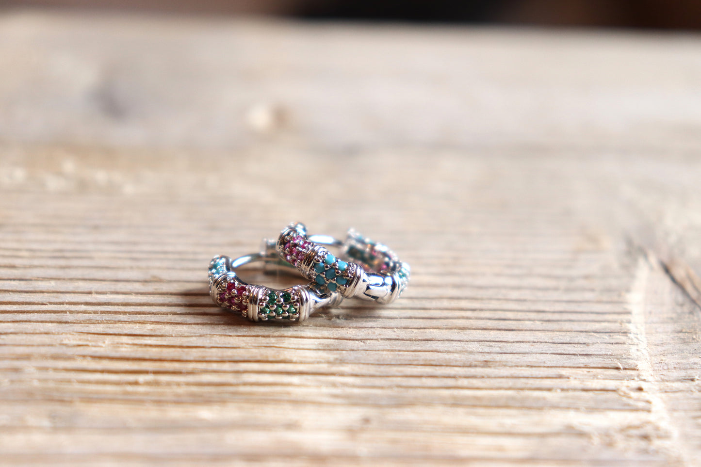Cubic Zirconia Huggies - In Silver & Gold