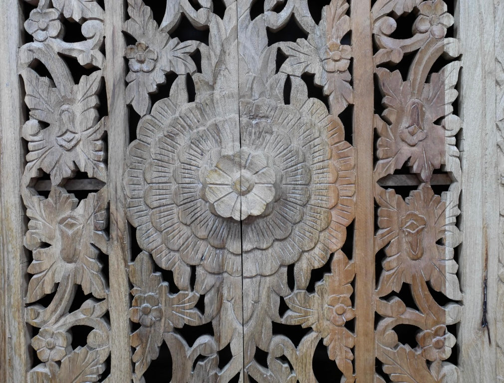 Carved Mango Wood Wardrobe