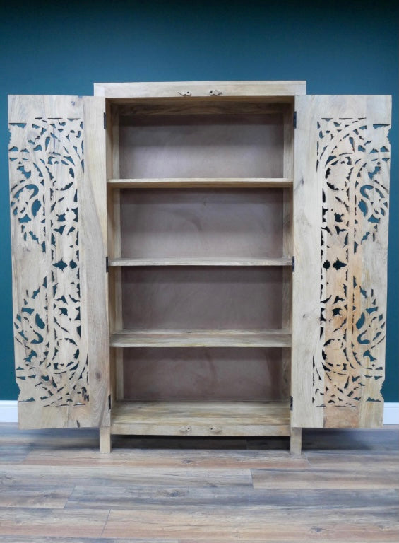 Carved Mango Wood Wardrobe