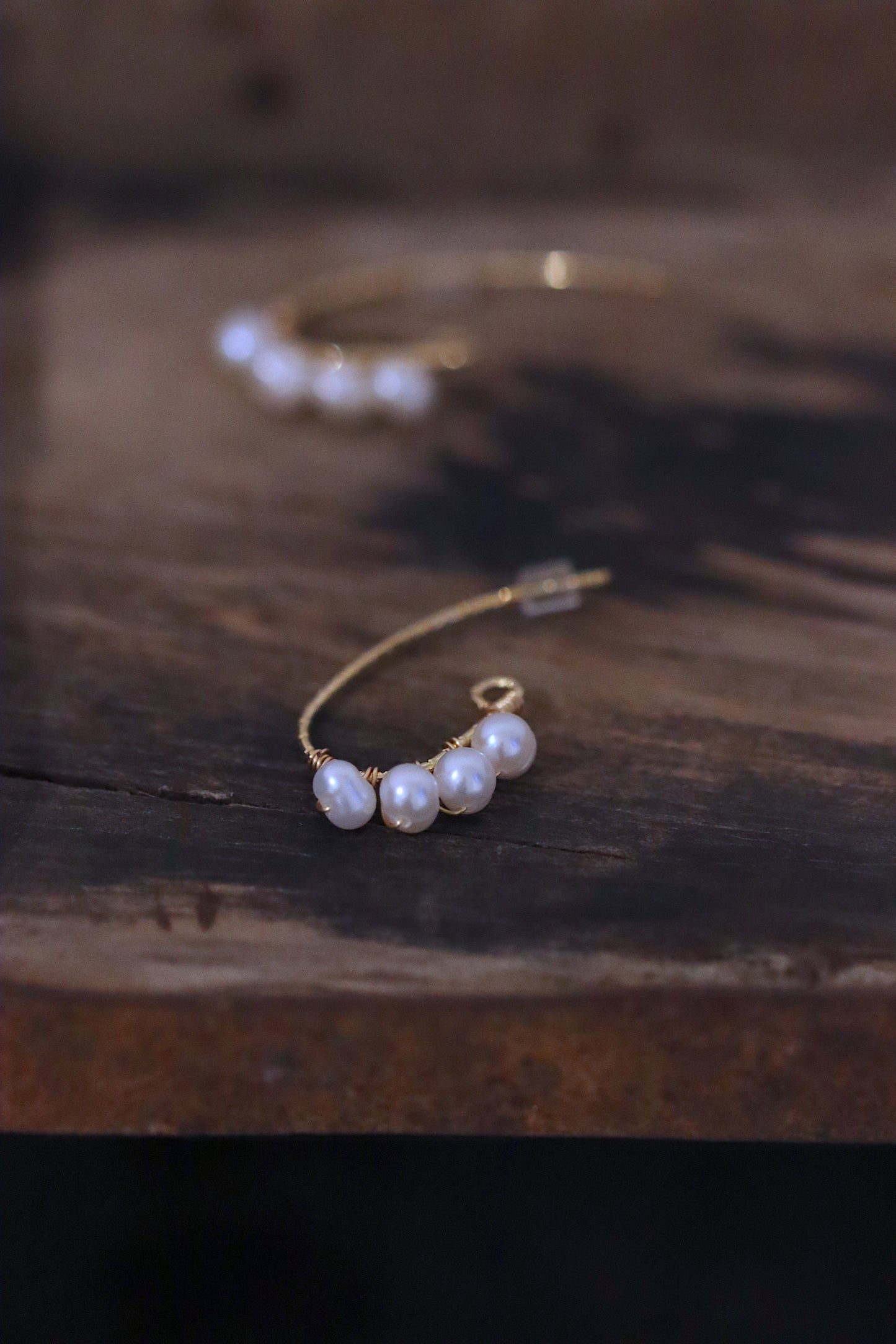 18K Gold Hook Pearl Earrings