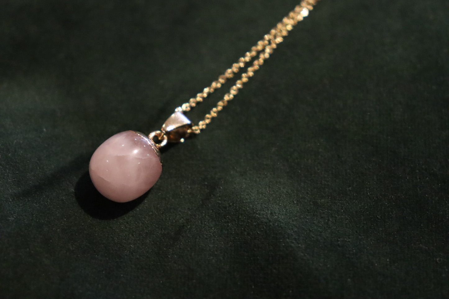 Rose Quartz Ovoid Pendant Necklace