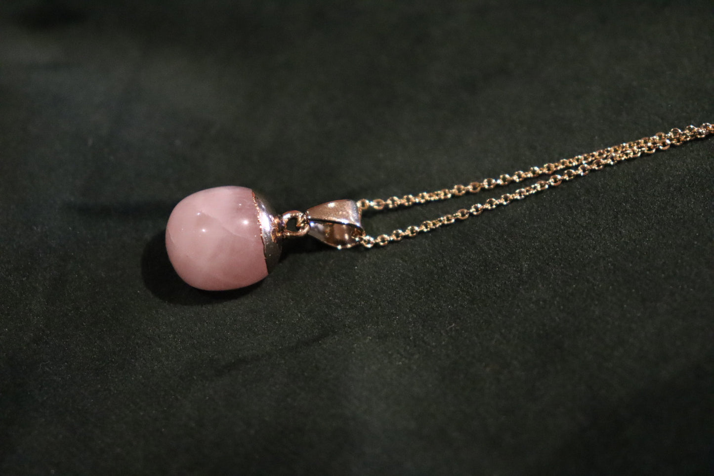 Rose Quartz Ovoid Pendant Necklace