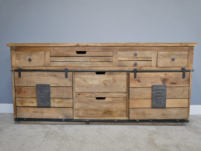 Large Industrial Mango Wood Sideboard