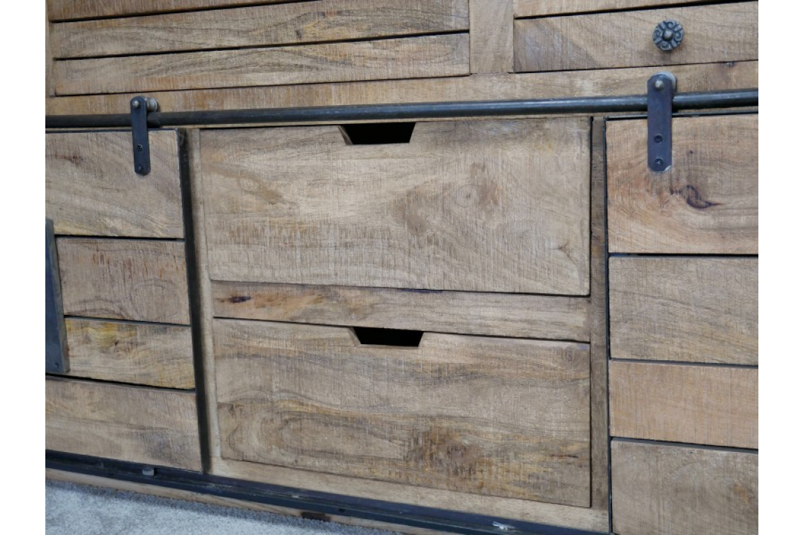 Large Industrial Mango Wood Sideboard