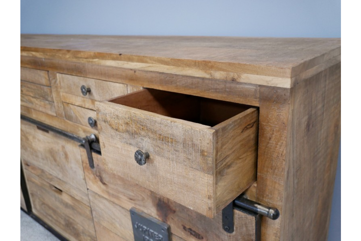 Large Industrial Mango Wood Sideboard