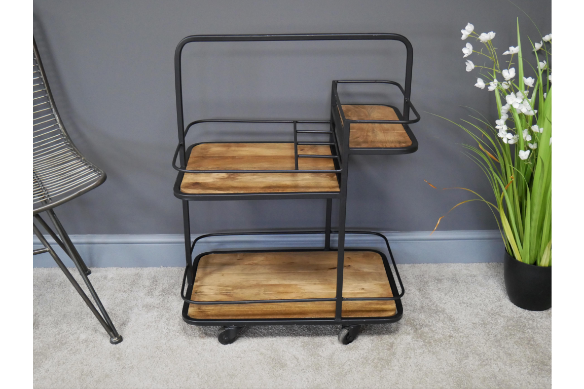 Mango Wood Drinks Trolley on Wheels