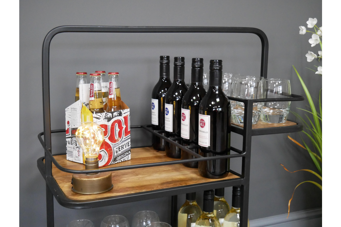 Mango Wood Drinks Trolley on Wheels