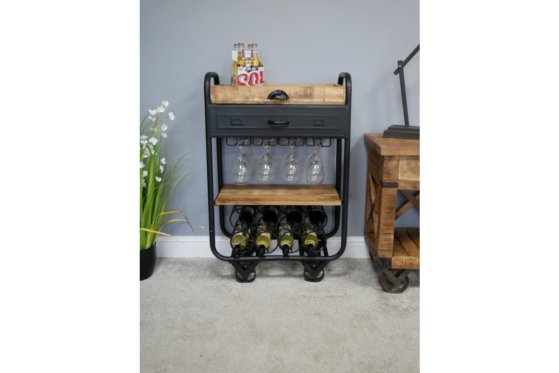 Mango Wood Wine Trolley