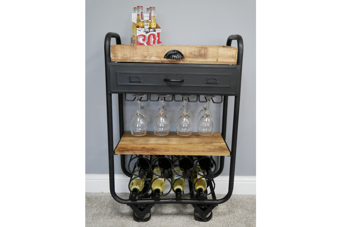 Mango Wood Wine Trolley