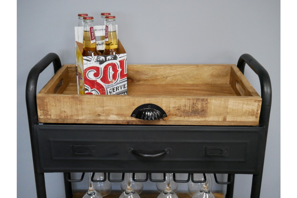 Mango Wood Wine Trolley