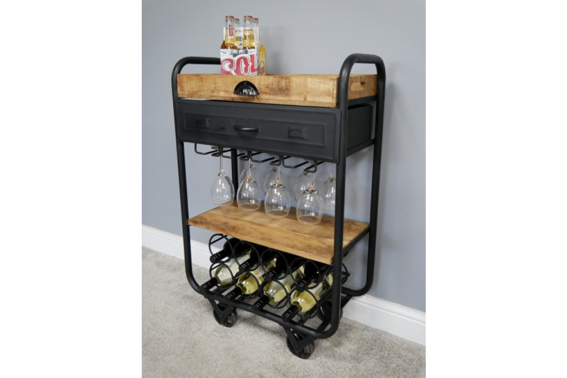 Mango Wood Wine Trolley