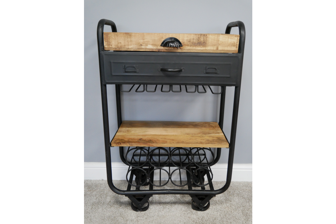 Mango Wood Wine Trolley