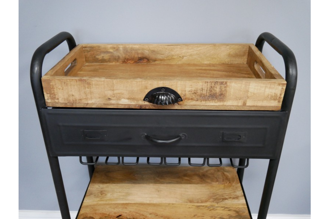 Mango Wood Wine Trolley