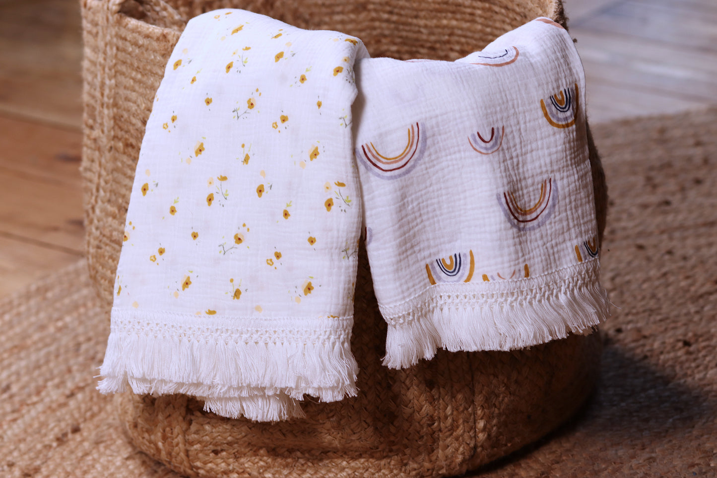Muslin Blanket With Tassel Fringe
