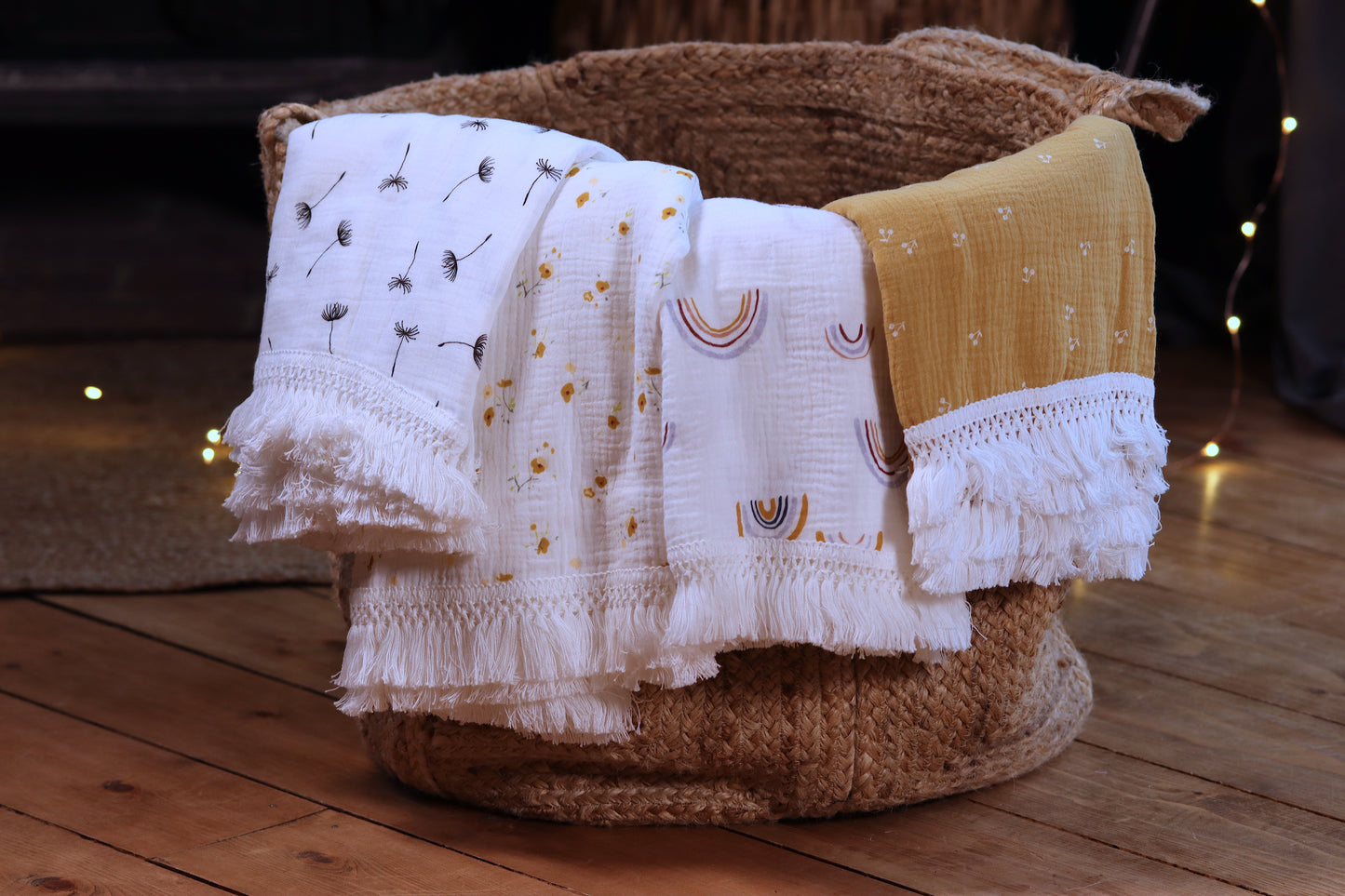 Muslin Blanket With Tassel Fringe