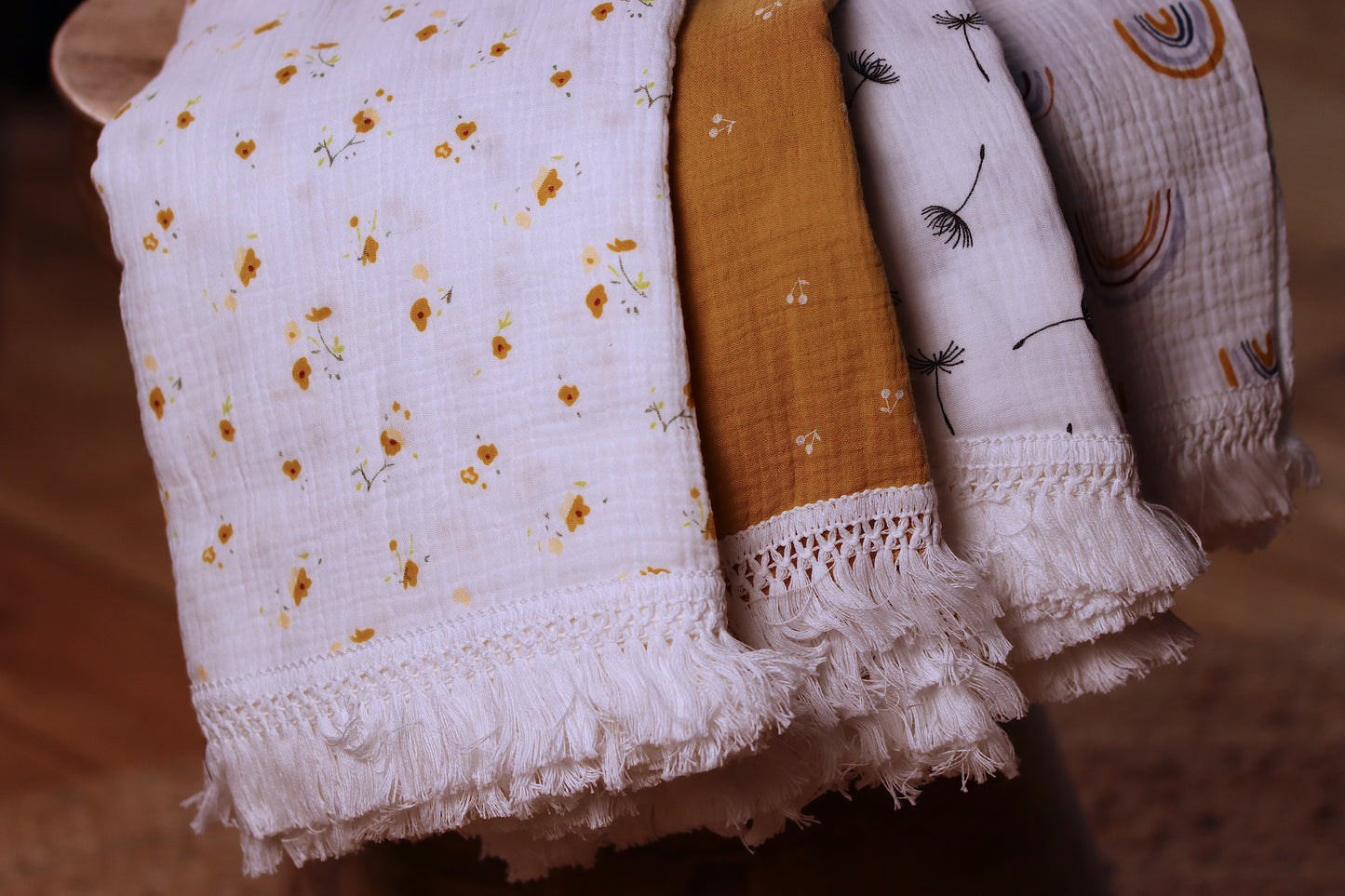 Muslin Blanket With Tassel Fringe