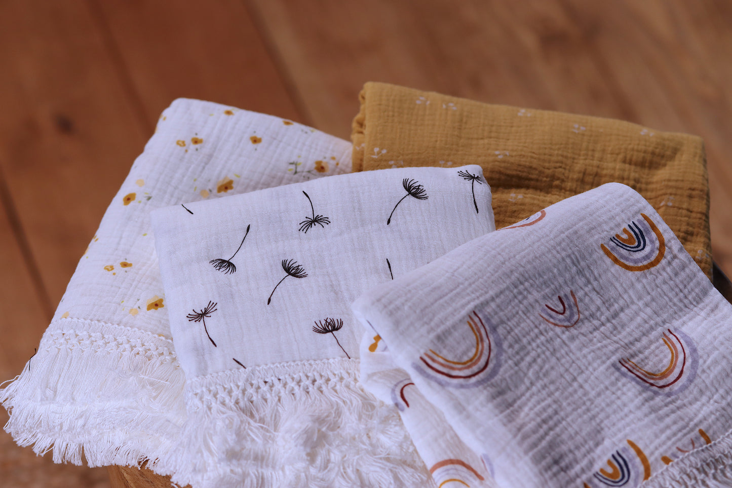 Muslin Blanket With Tassel Fringe