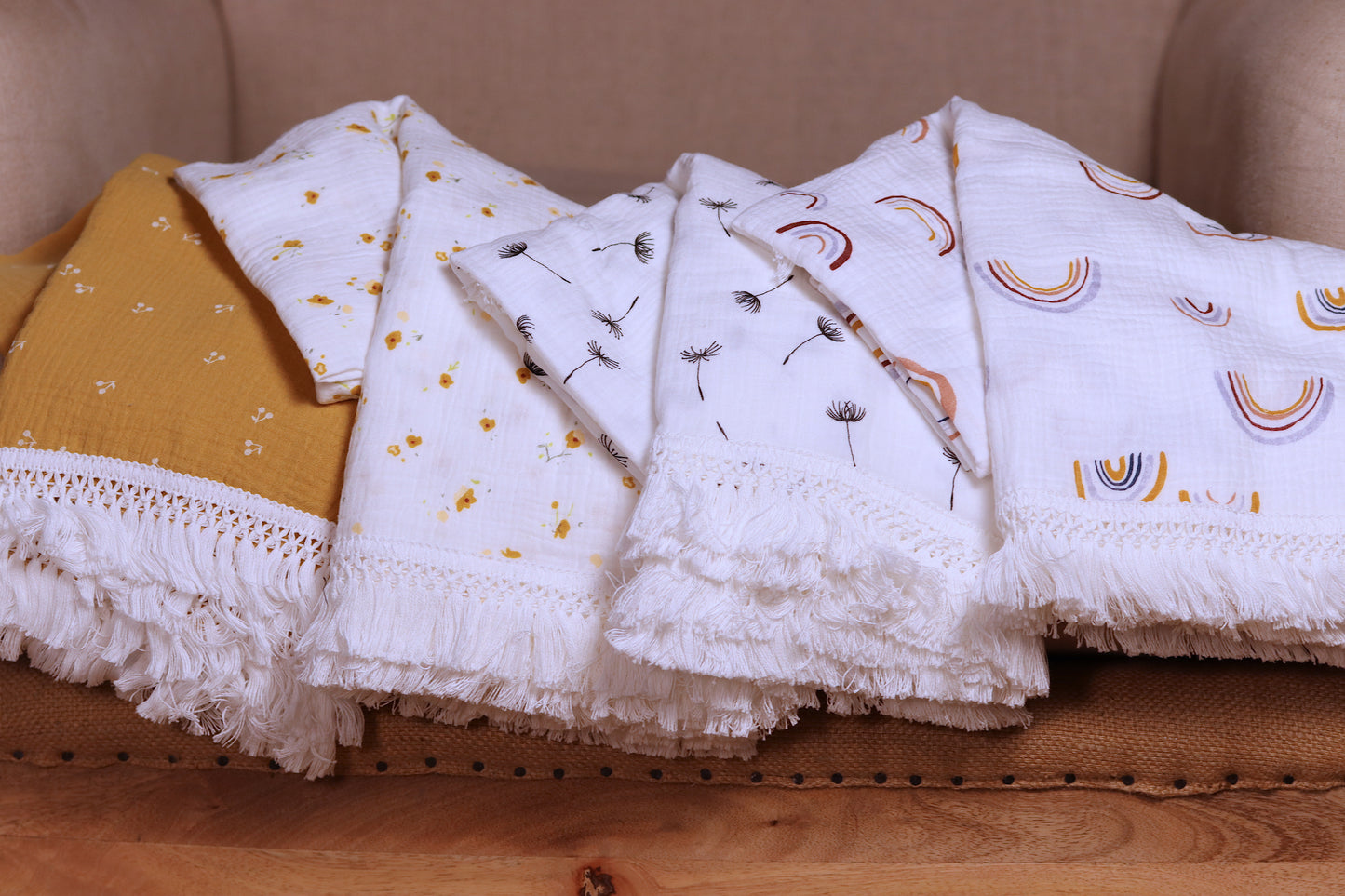 Muslin Blanket With Tassel Fringe