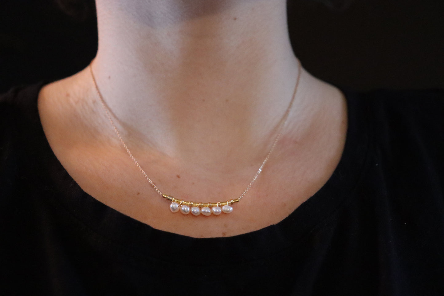 Natural Pearl Bar Necklace
