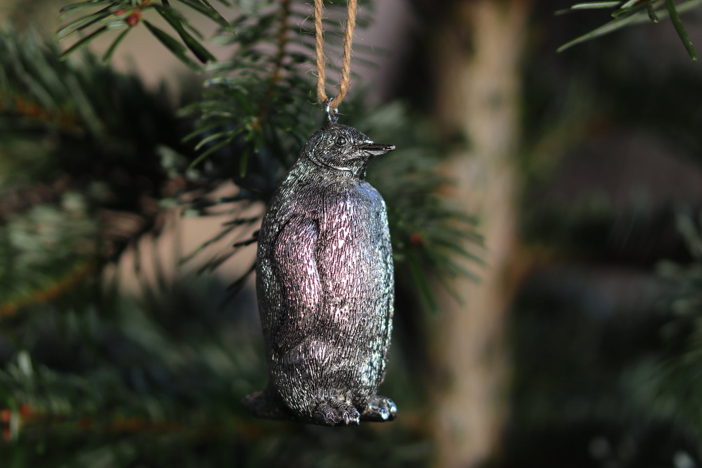 Penguin Ornament - Antique Silver