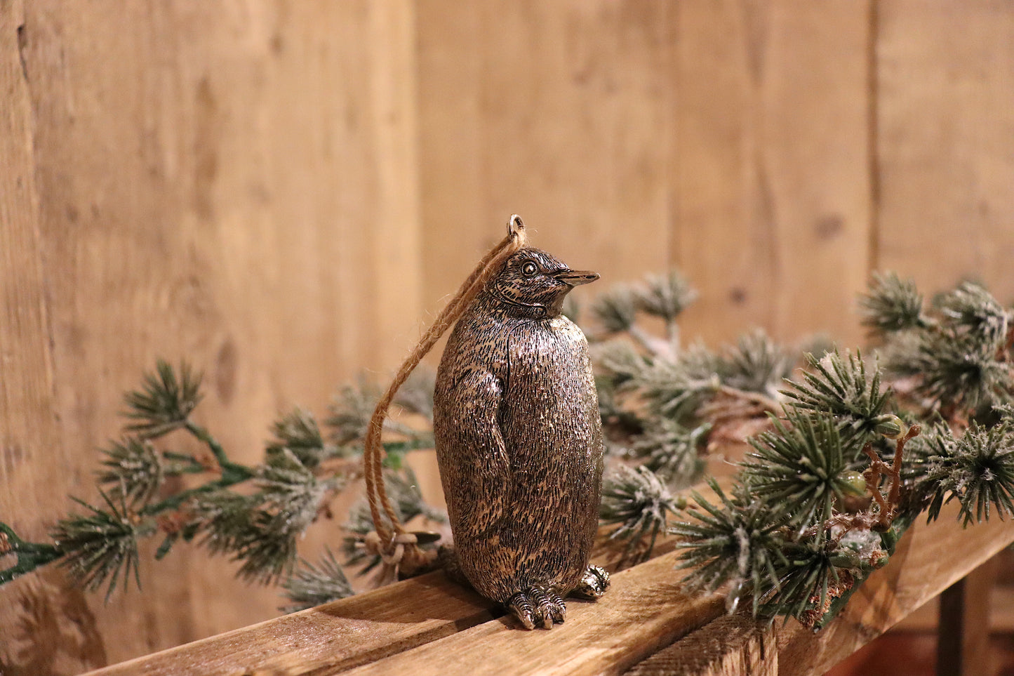 Penguin Ornament - Antique Silver