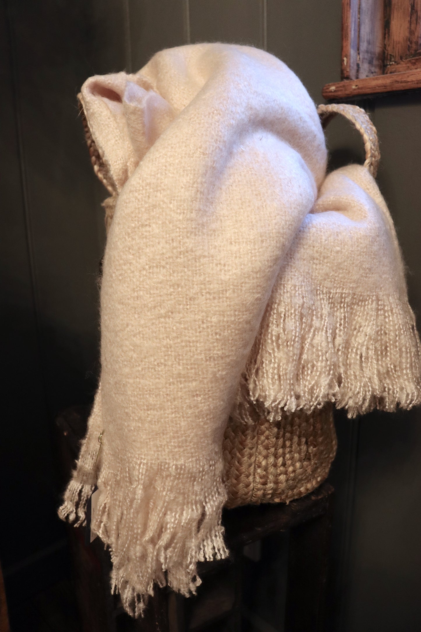 Soft Pink Fringed Throw