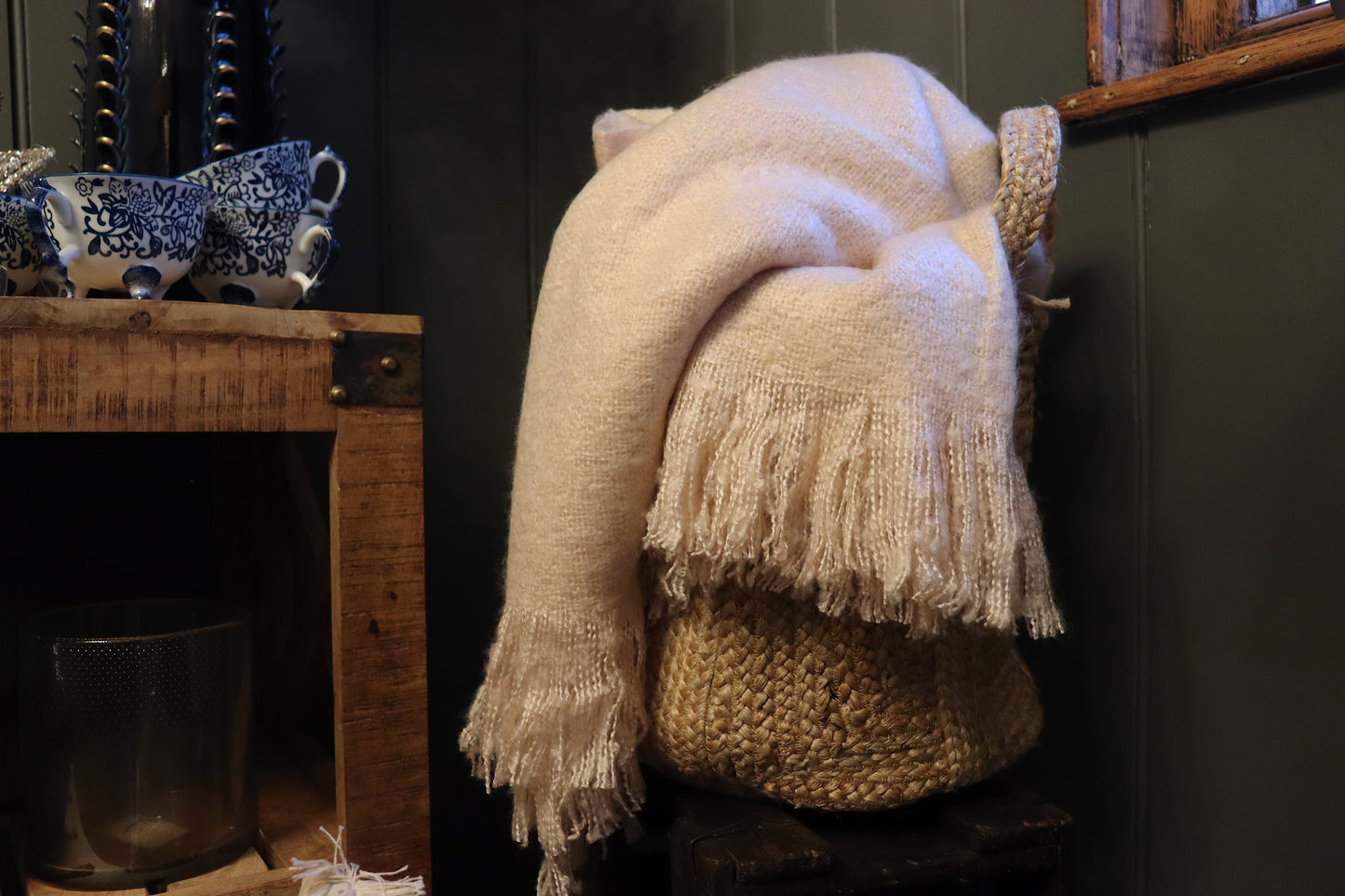 Soft Pink Fringed Throw