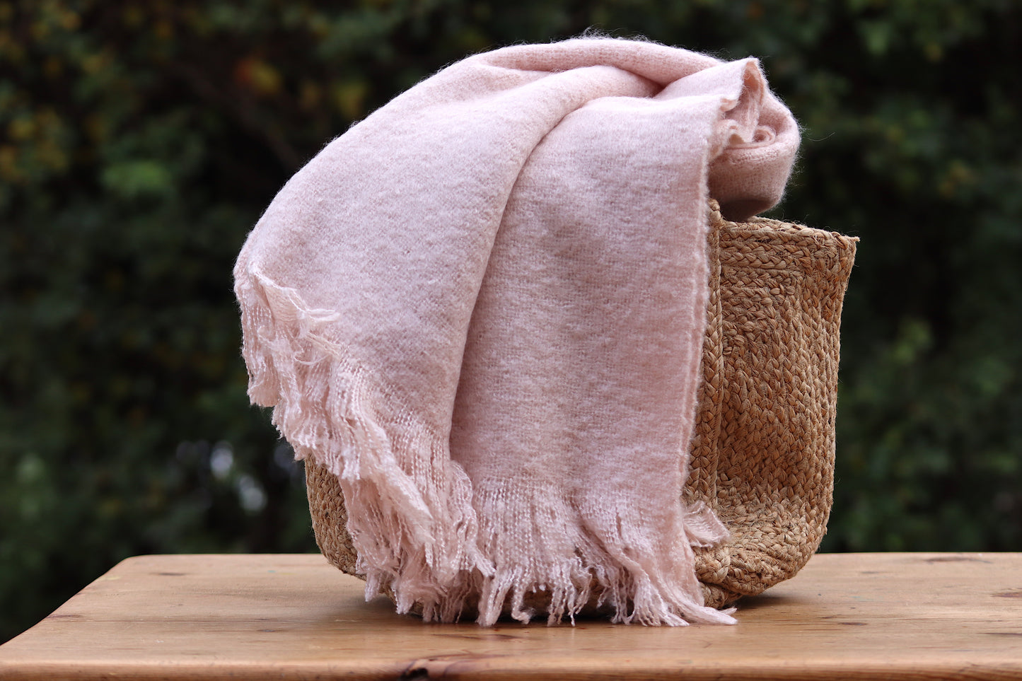 Soft Pink Fringed Throw